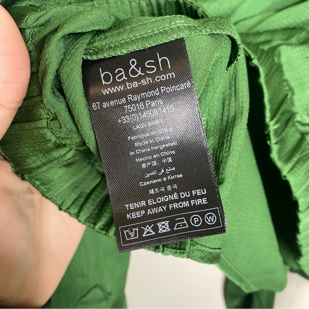 Ba&sh Féria Women’s loose and floaty tie front blouse green vert new large shirt - Picture 8 of 10